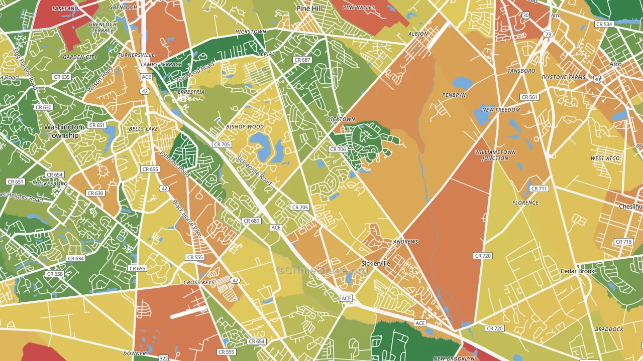 Sicklerville, NJ Map of Assault Rates