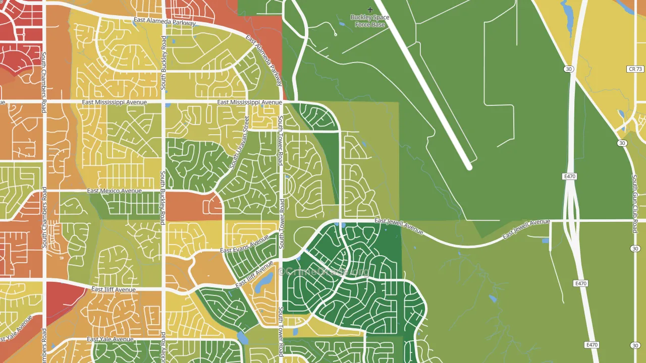 Side Creek, Aurora, CO Map of Assault Rates