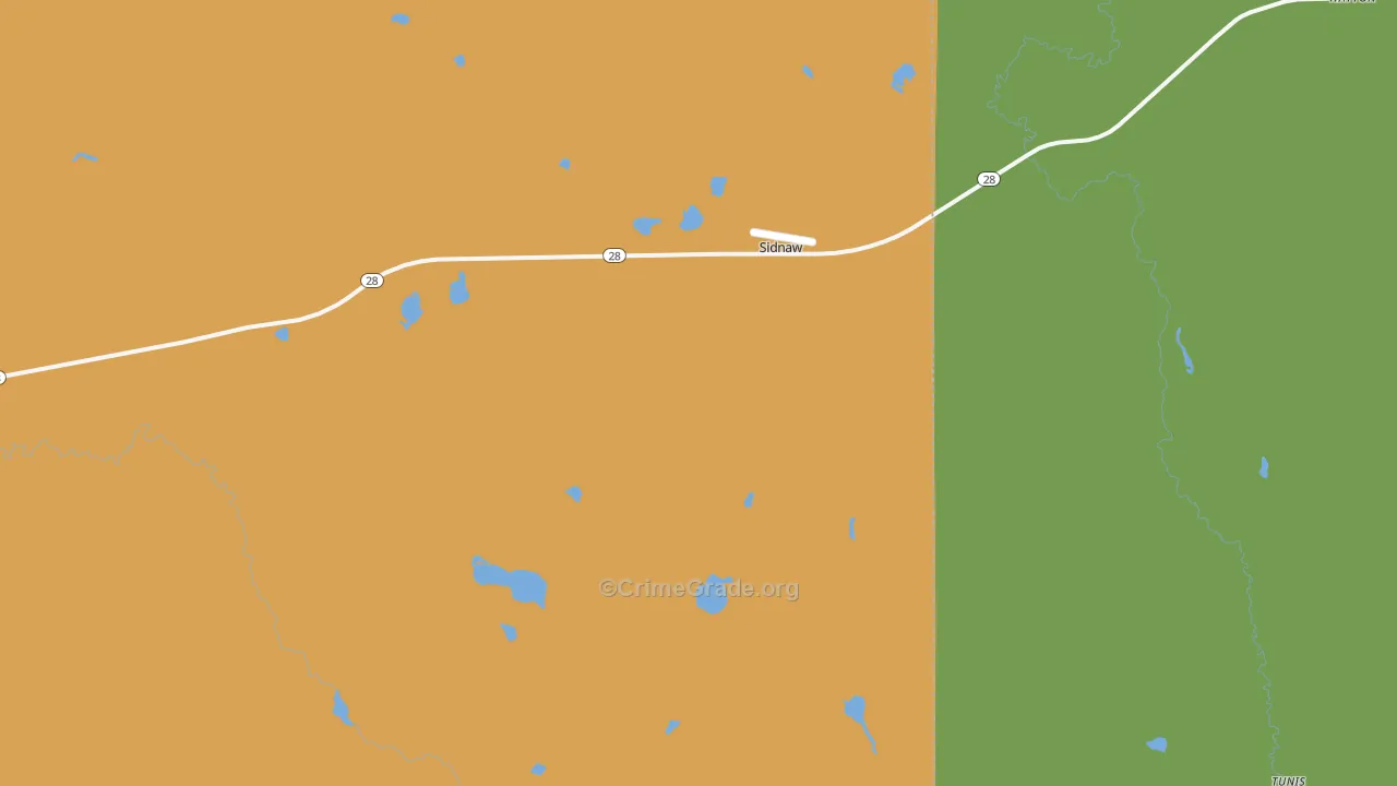 Sidnaw, MI Map of Assault Rates