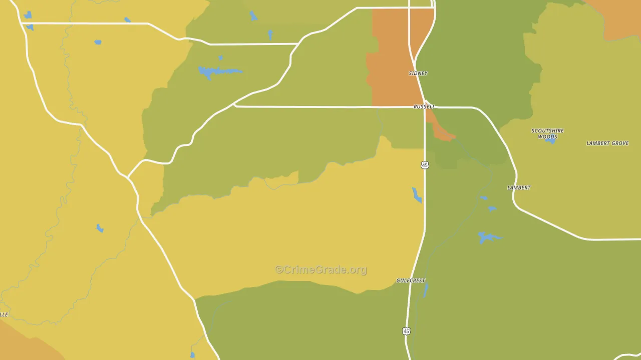 Sidney, AL Map of Assault Rates