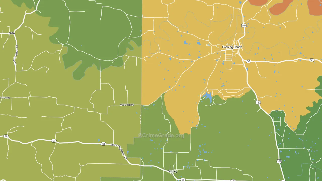Sidney, AR Map of Assault Rates