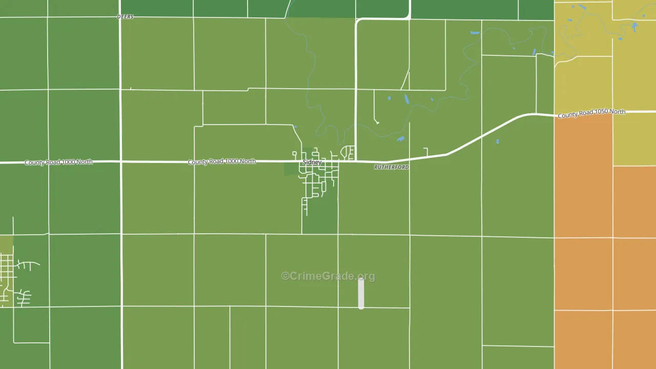 Sidney, IL Map of Assault Rates