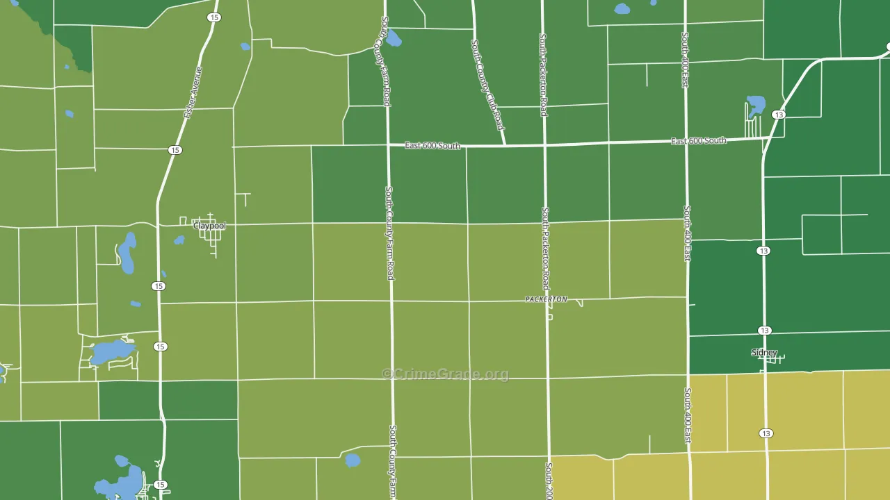 Sidney, IN Map of Assault Rates