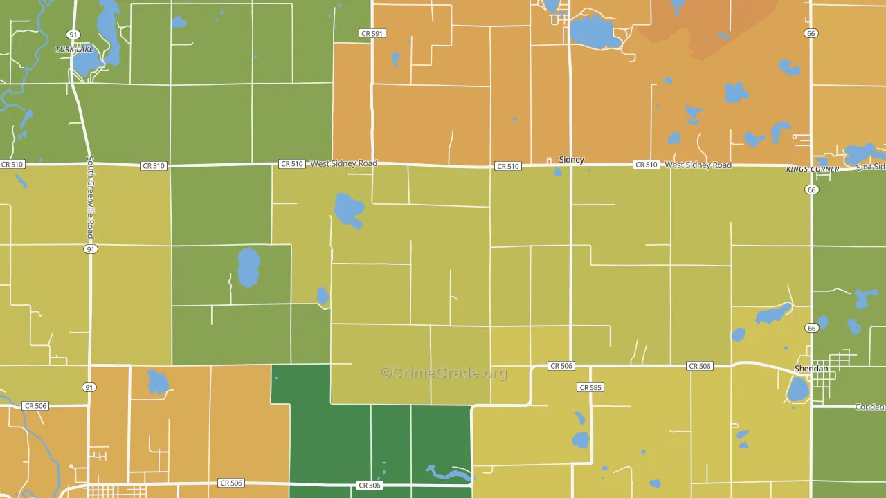 Sidney, MI Map of Assault Rates