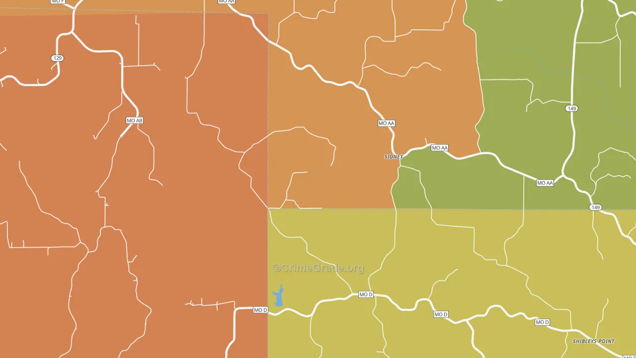 Sidney, MO Map of Assault Rates