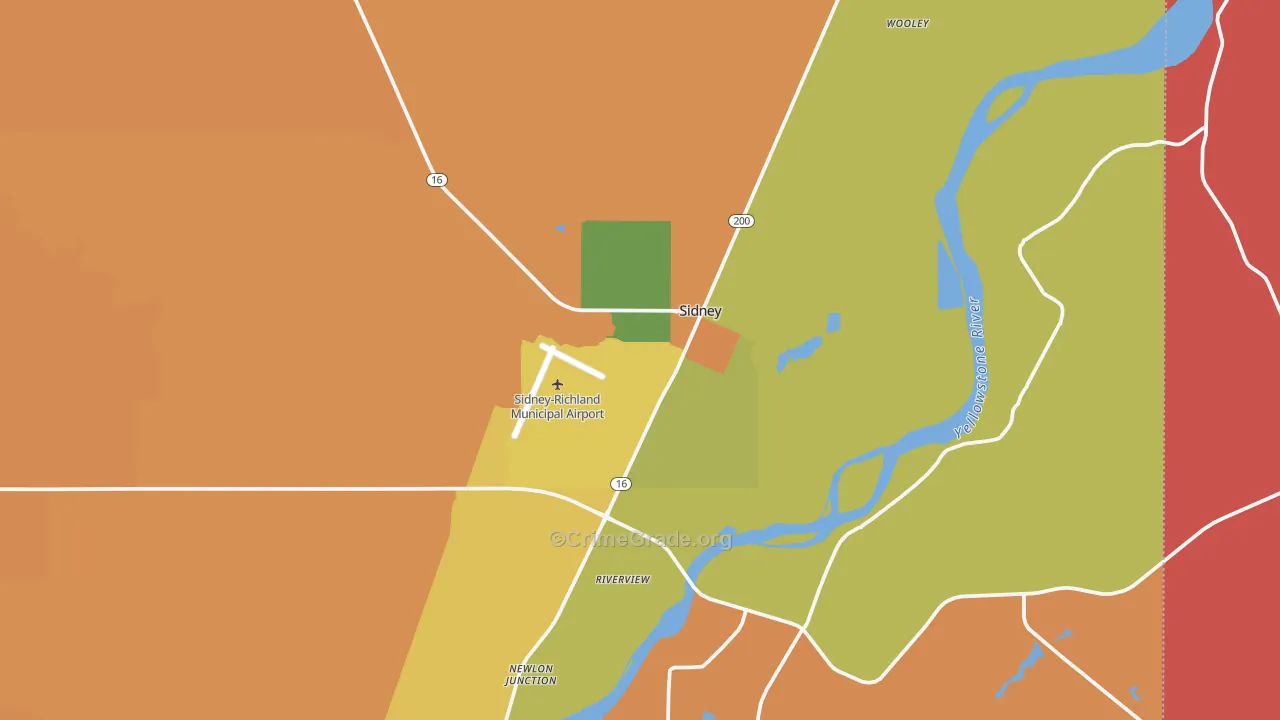 Sidney, MT Map of Assault Rates