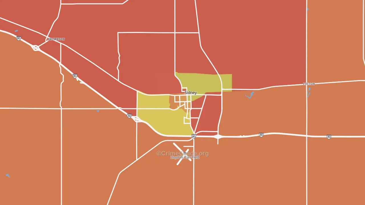 Sidney, NE Map of Assault Rates