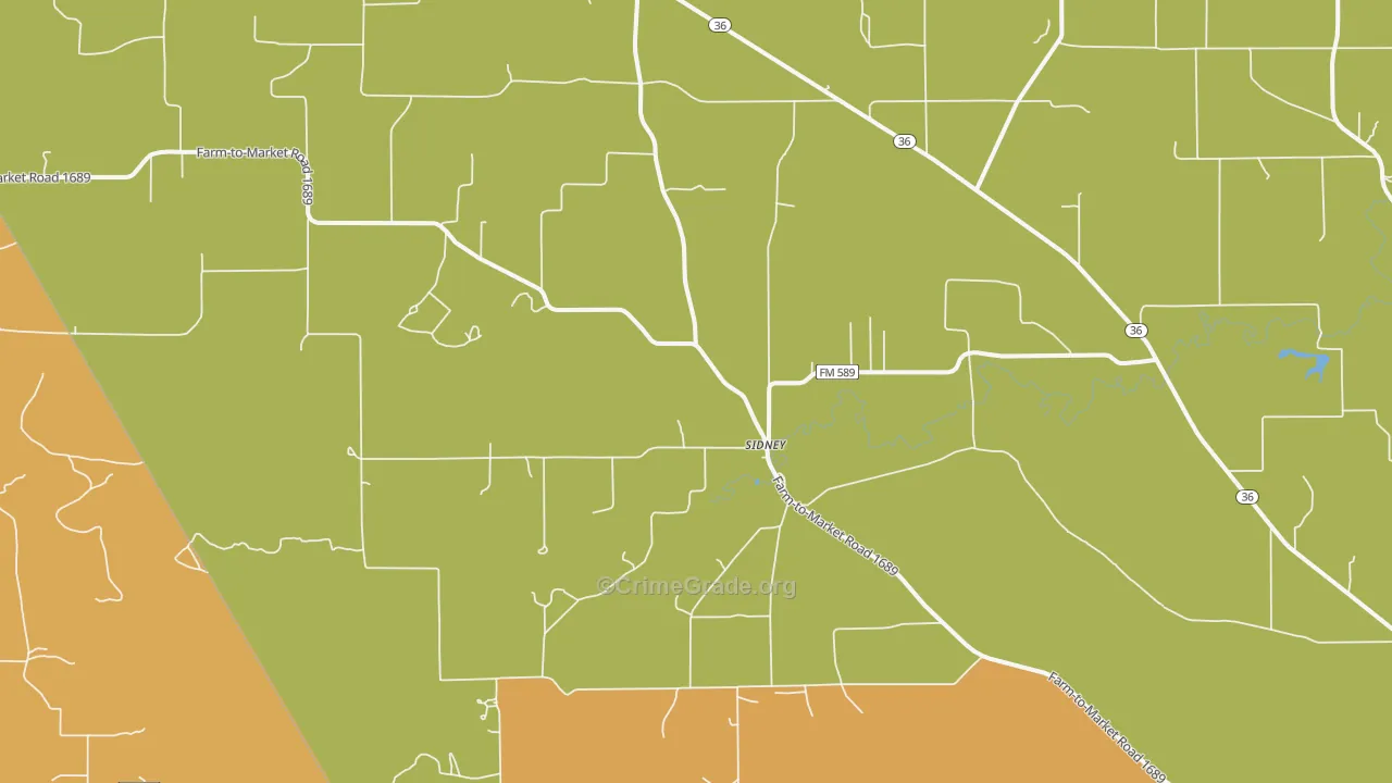 Sidney, TX Map of Assault Rates