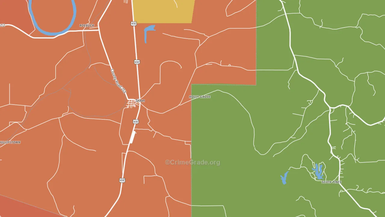 Sidon, MS Map of Assault Rates