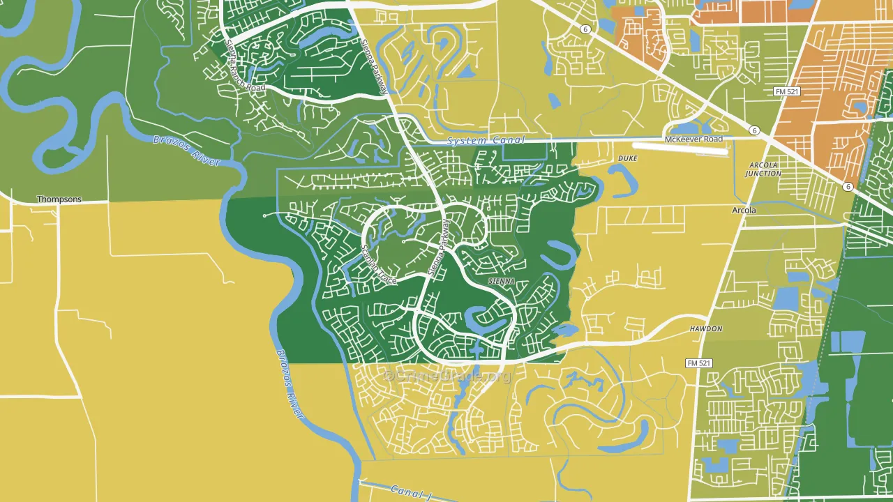 Sienna Plantation, TX Map of Assault Rates