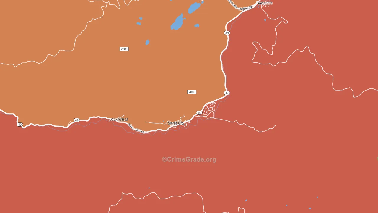 Sierra City, CA Map of Assault Rates