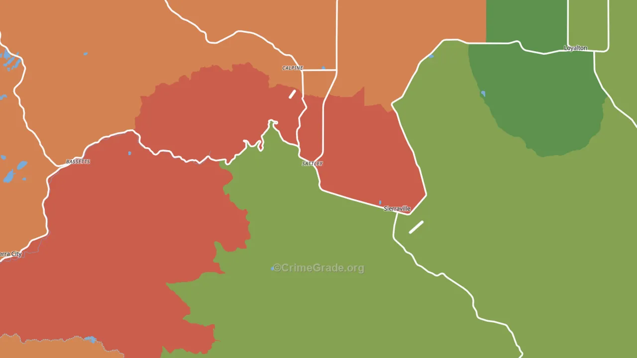 Sierra County, CA Map of Assault Rates