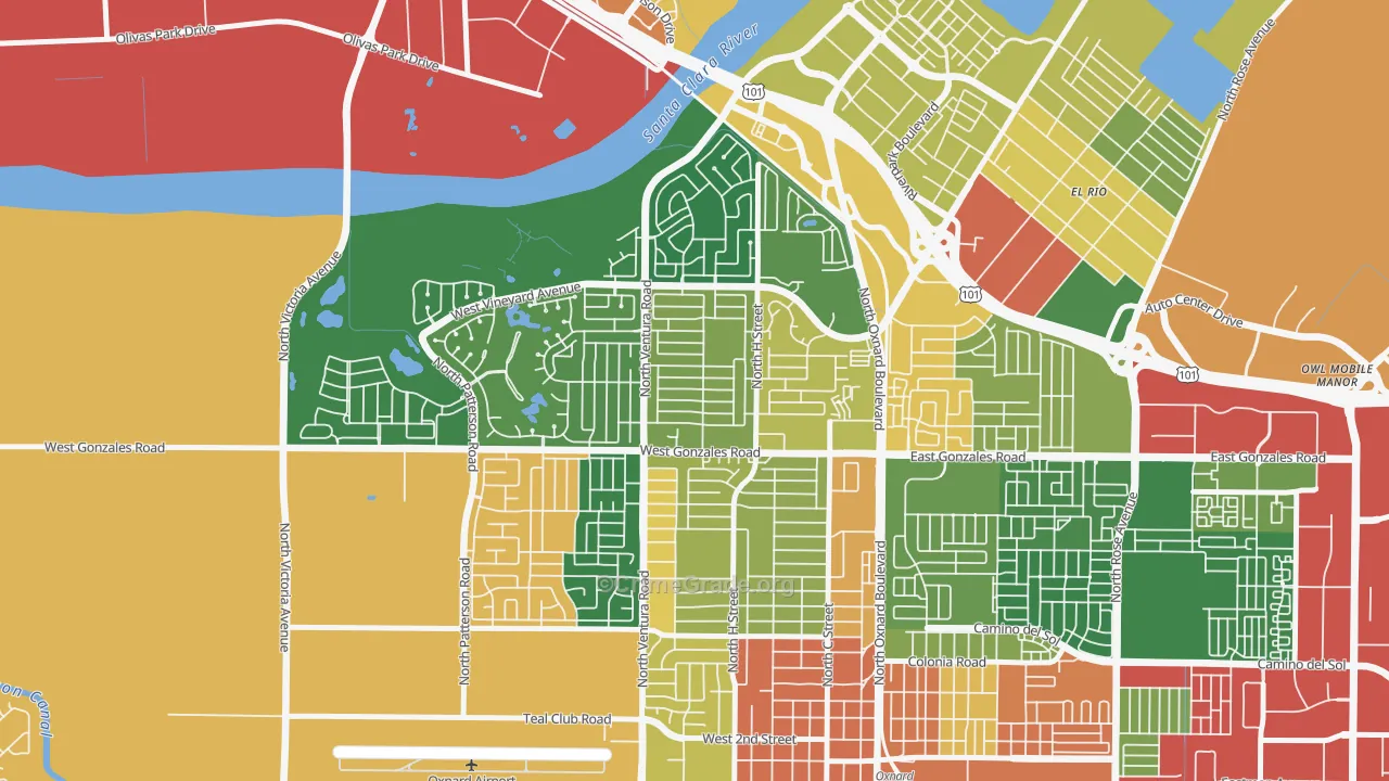 Sierra Linda, Oxnard, CA Map of Assault Rates