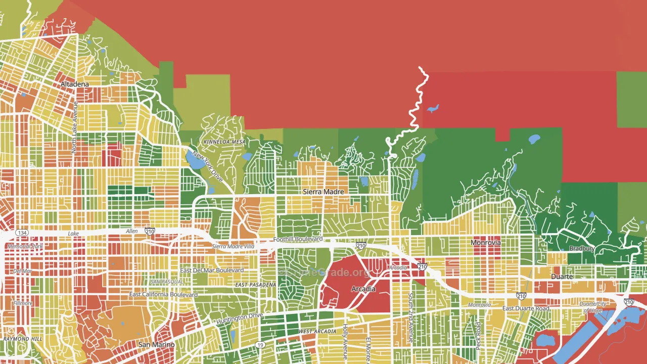 Sierra Madre, CA Map of Assault Rates