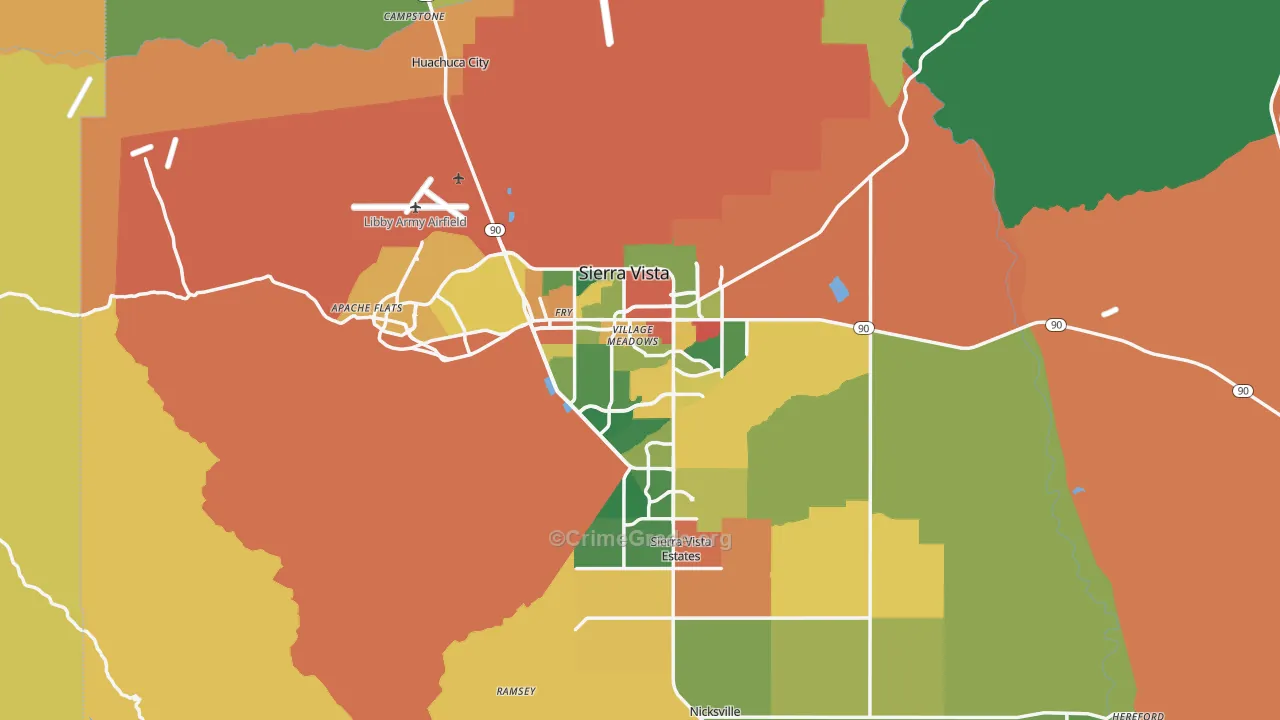 Sierra Vista, AZ Map of Assault Rates