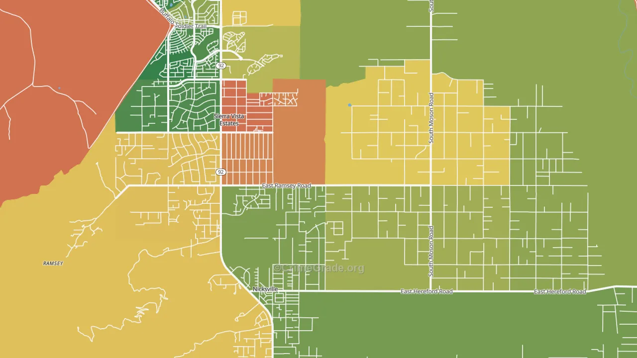 Sierra Vista Southeast, AZ Map of Assault Rates