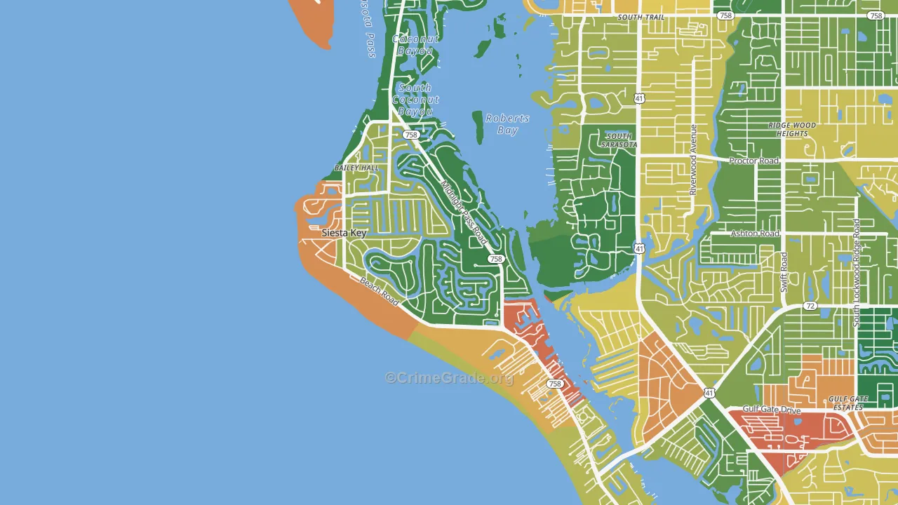 Siesta Key, FL Map of Assault Rates