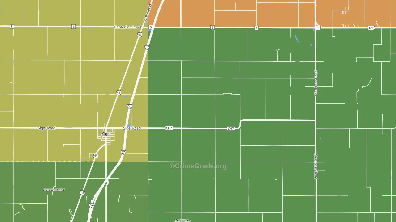 Sigel, IL Map of Assault Rates