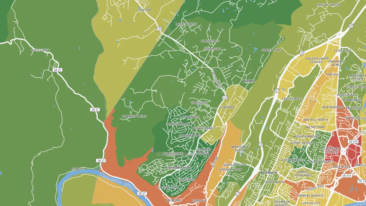 Signal Mountain, TN Map of Assault Rates