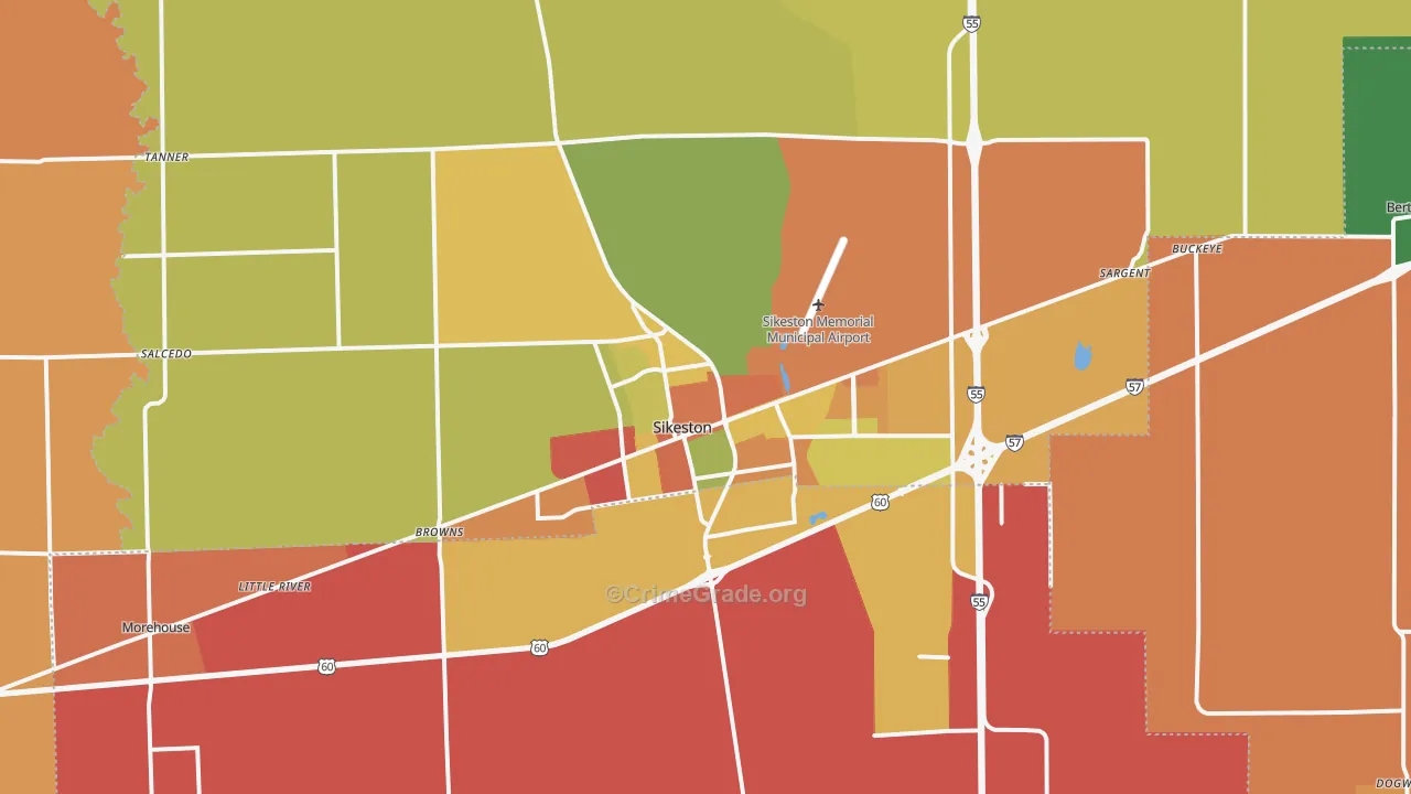 Sikeston, MO Map of Assault Rates