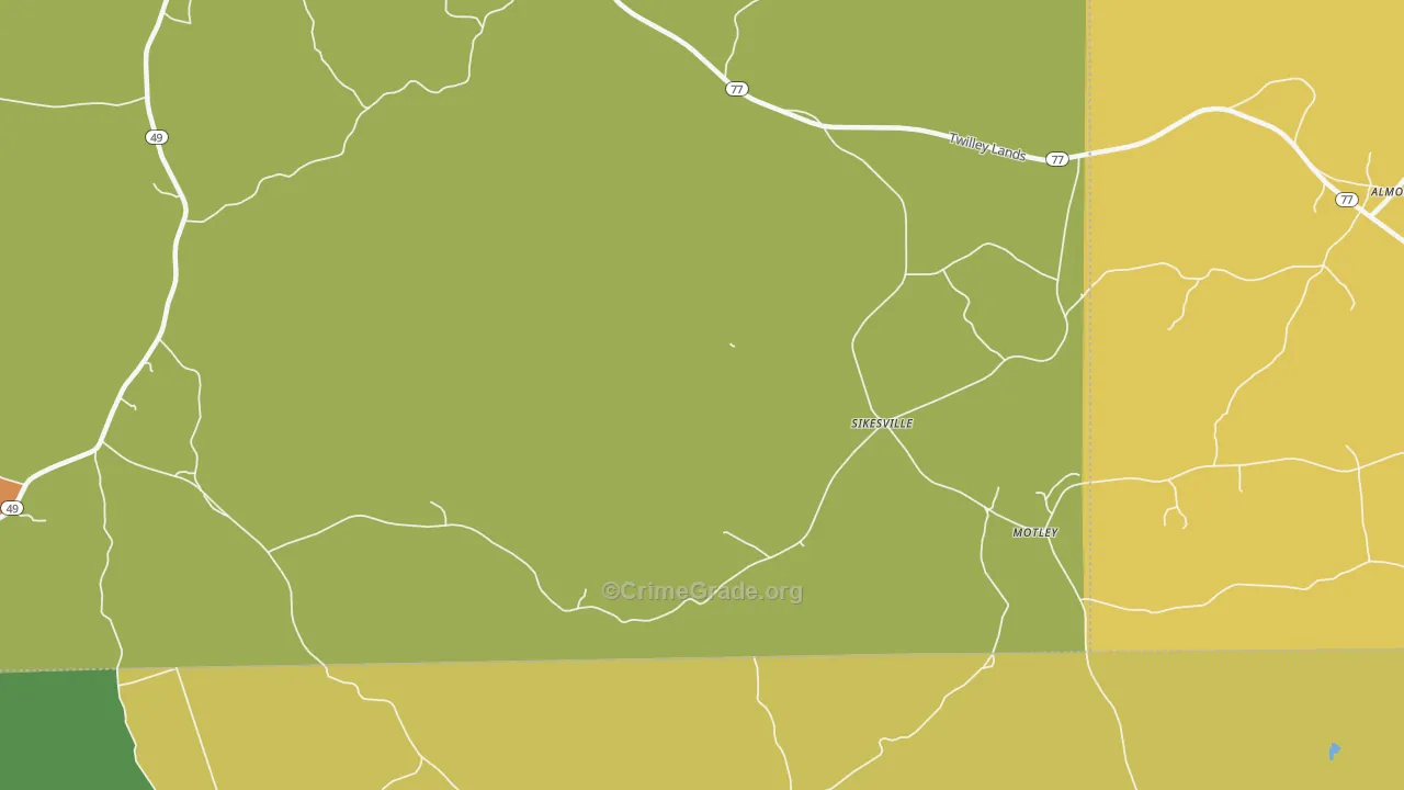 Sikesville, AL Map of Assault Rates