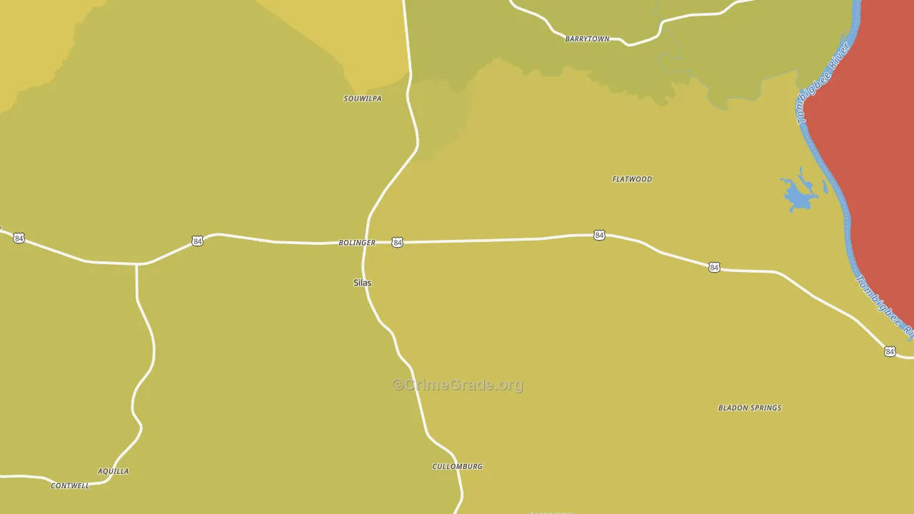 Silas, AL Map of Assault Rates