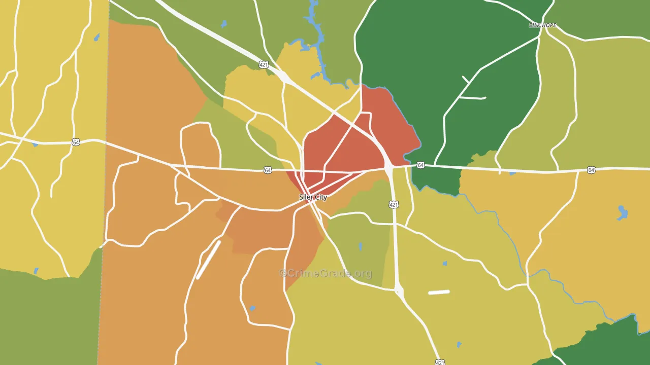 Siler City, NC Map of Assault Rates