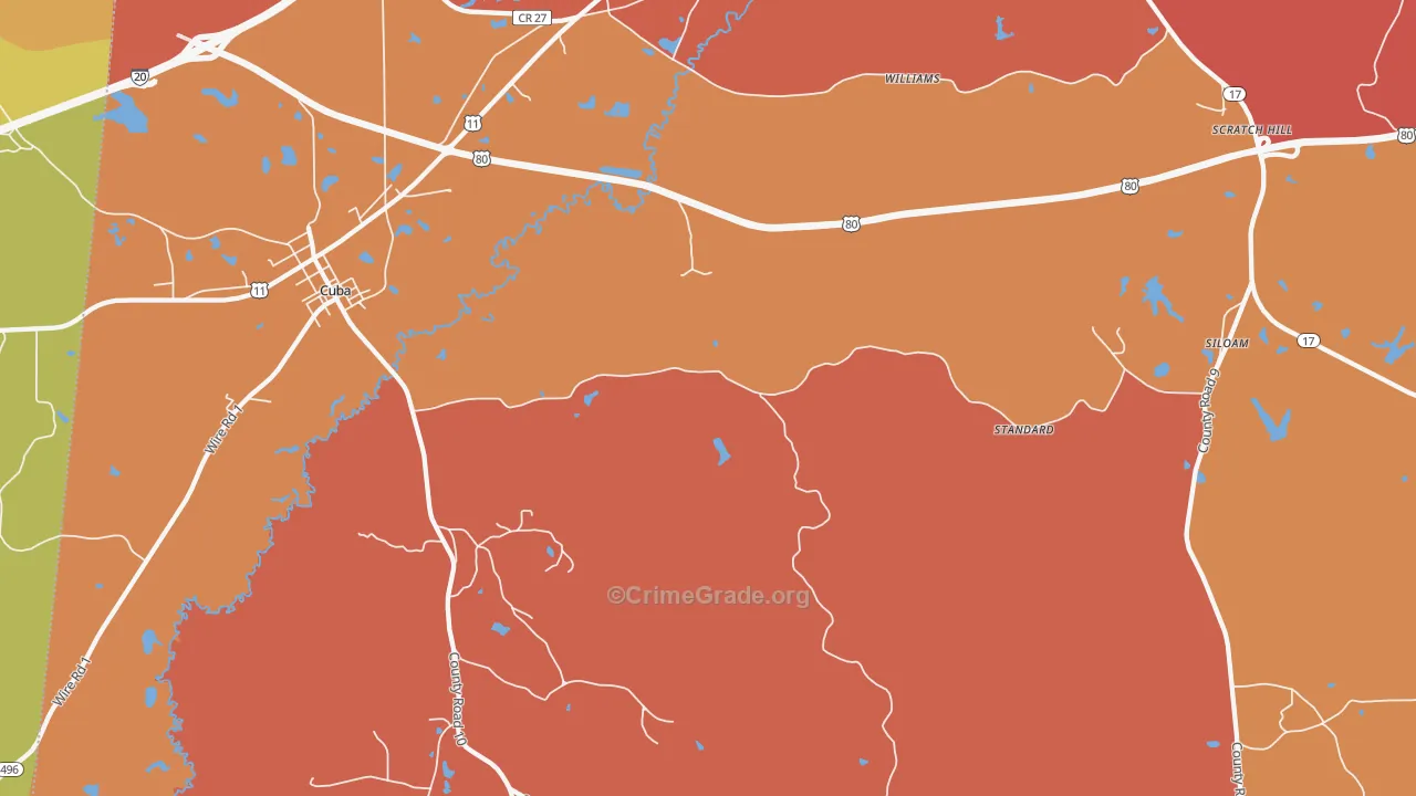 Siloam, AL Map of Assault Rates