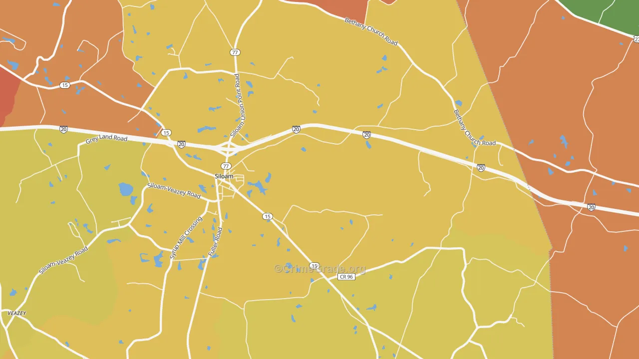 Siloam, GA Map of Assault Rates