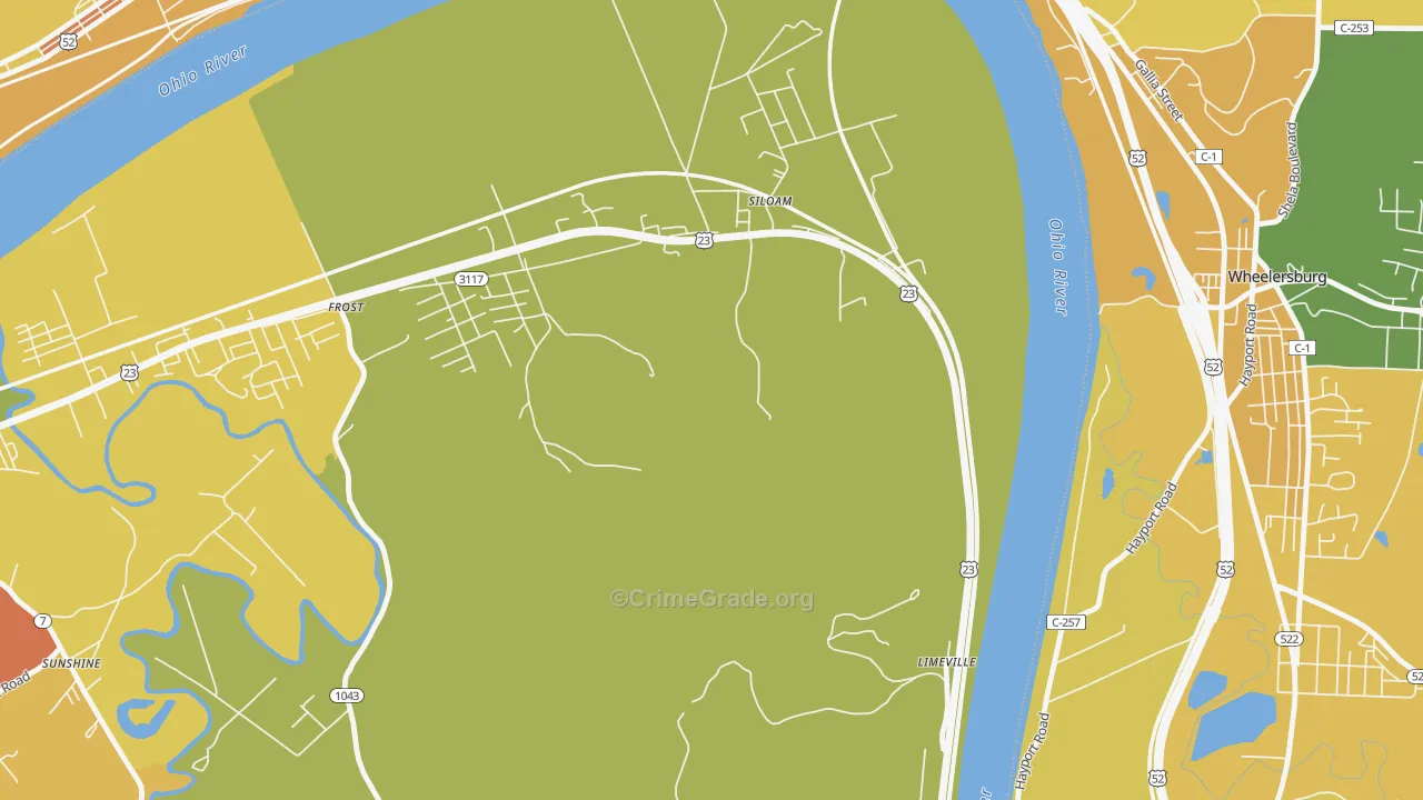 Siloam, KY Map of Assault Rates