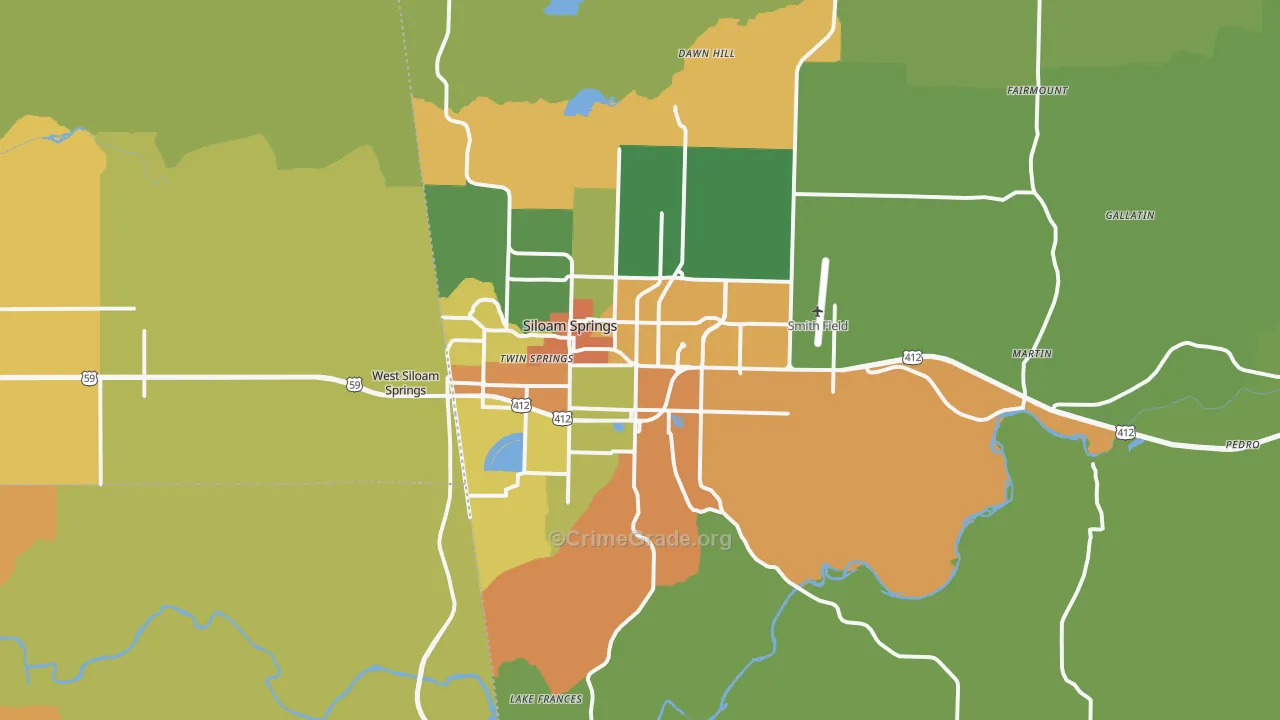 Siloam Springs, AR Map of Assault Rates