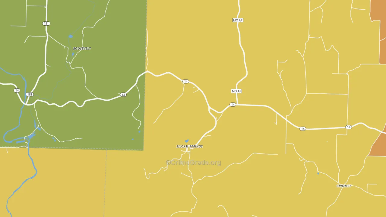 Siloam Springs, MO Map of Assault Rates