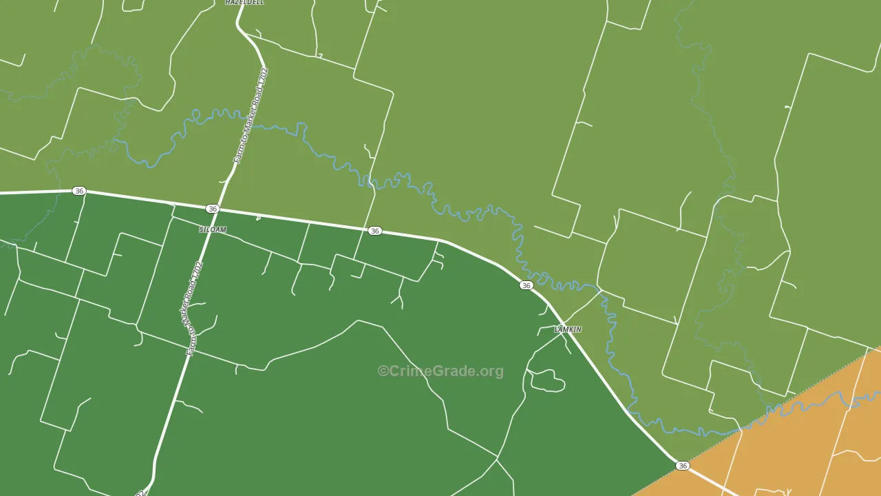 Siloam, TX Map of Assault Rates