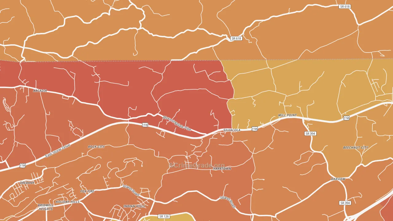 Silvacola, TN Map of Assault Rates