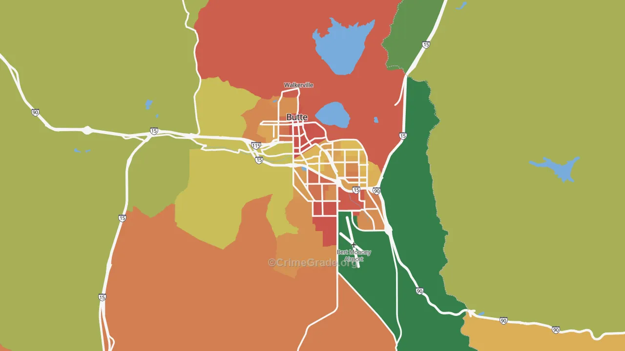 Silver Bow County, MT Map of Assault Rates