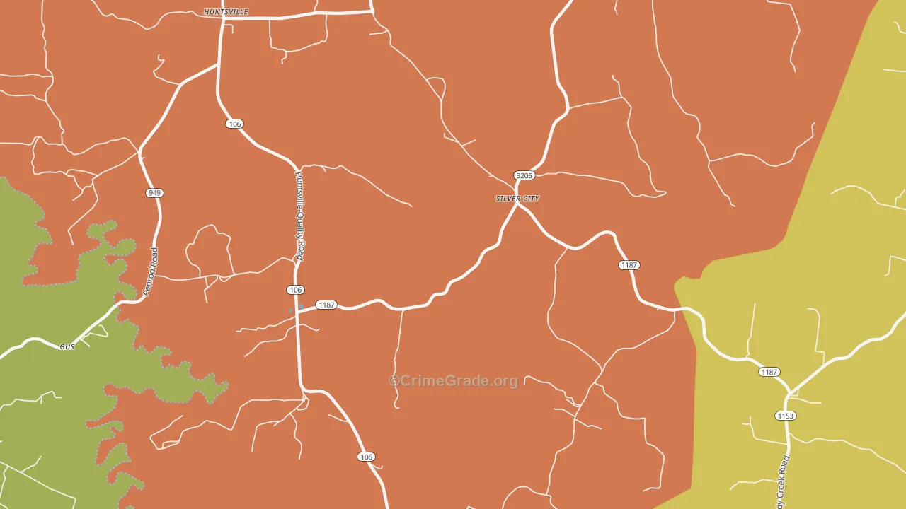 Silver City, KY Map of Assault Rates