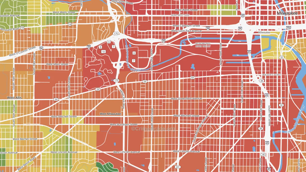 Silver City, Milwaukee, WI Map of Assault Rates