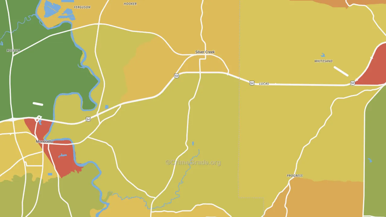 Silver Creek, MS Map of Assault Rates