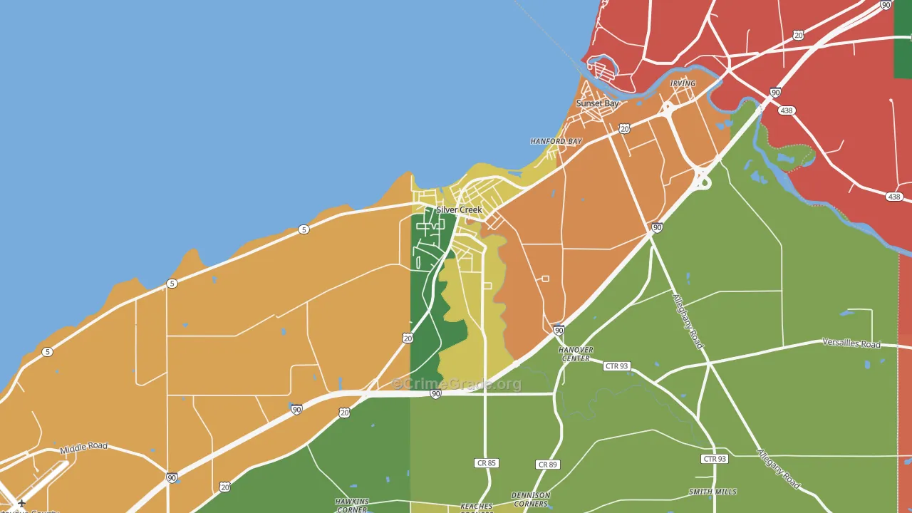 Silver Creek, NY Map of Assault Rates