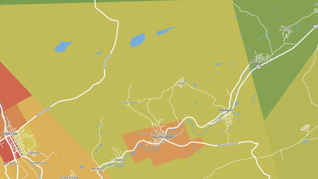 Silver Creek, PA Map of Assault Rates