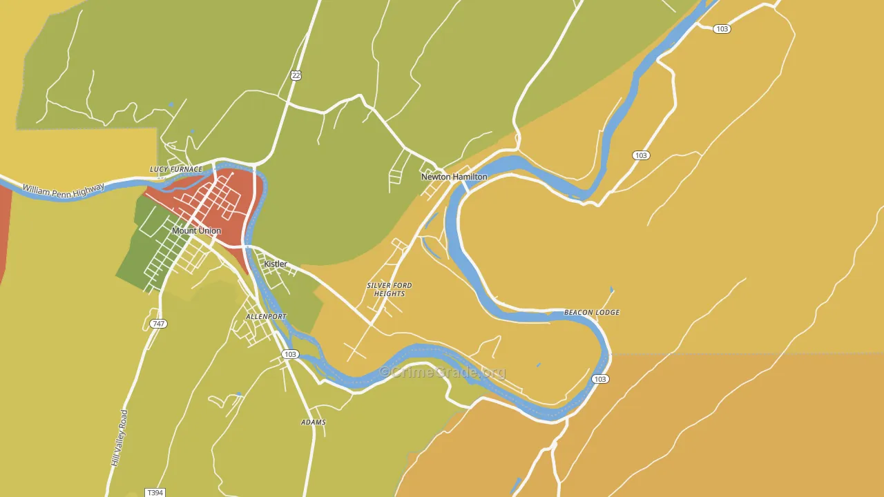 Silver Ford Heights, PA Map of Assault Rates