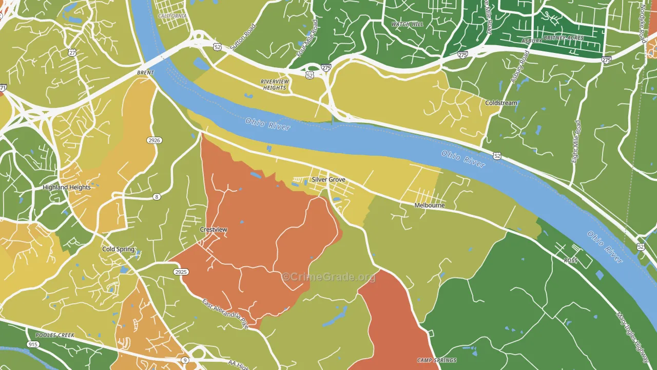 Silver Grove, KY Map of Assault Rates