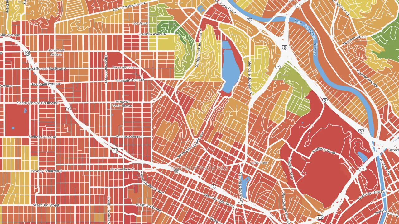 Silver Lake, Los Angeles, CA Map of Assault Rates
