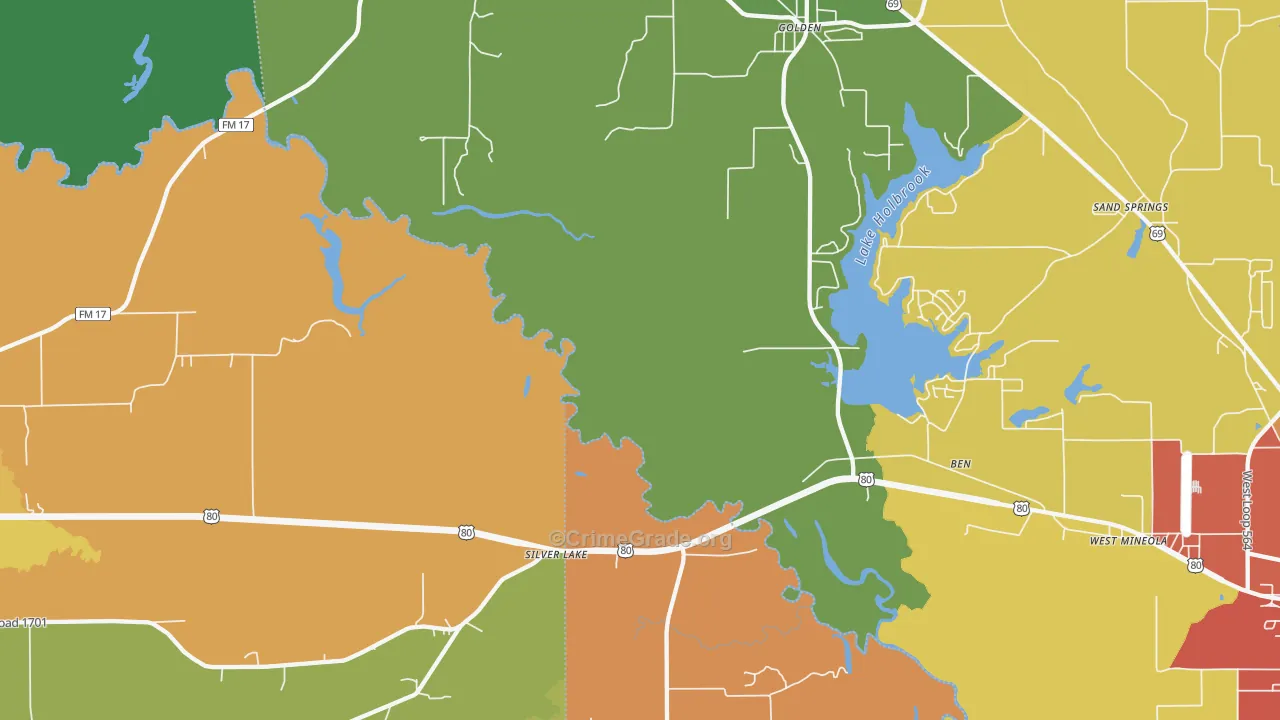 Silver Lake, TX Map of Assault Rates