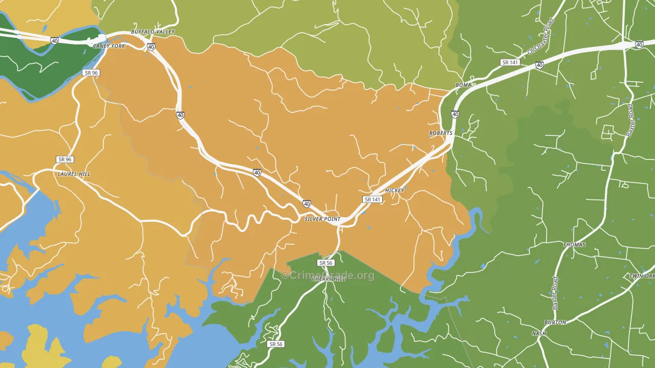 Silver Point, TN Map of Assault Rates