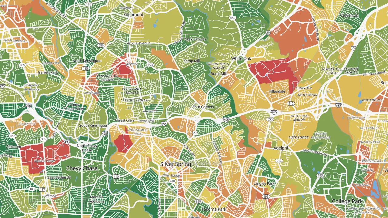 Silver Spring, MD Map of Assault Rates