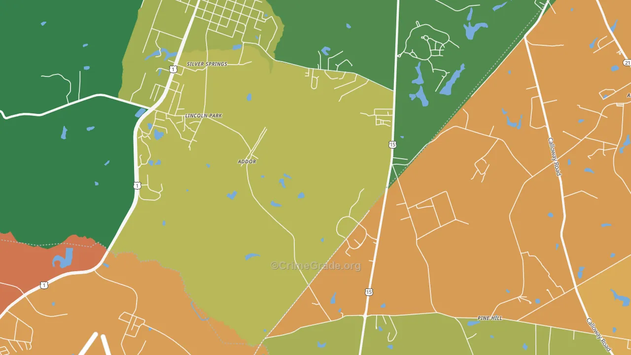 Silver Spring, NC Map of Assault Rates