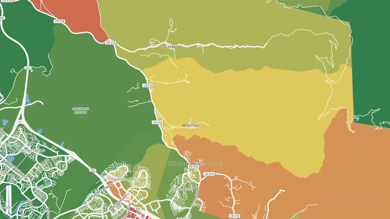 Silverado, CA Map of Assault Rates