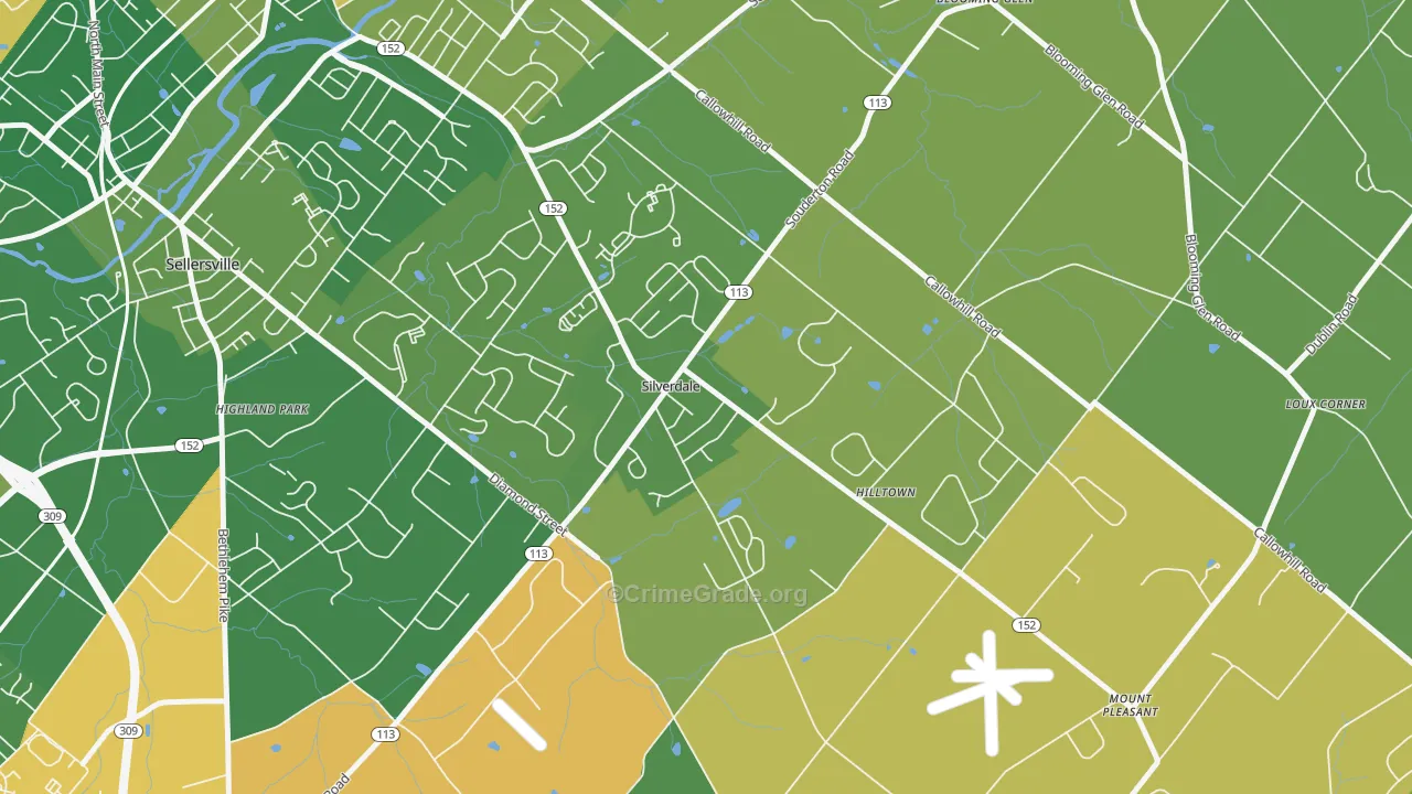 Silverdale, PA Map of Assault Rates