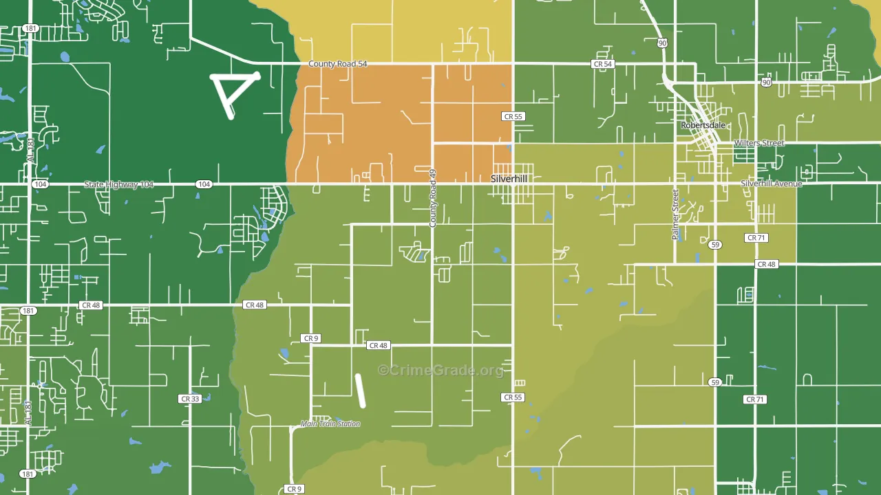 Silverhill, AL Map of Assault Rates